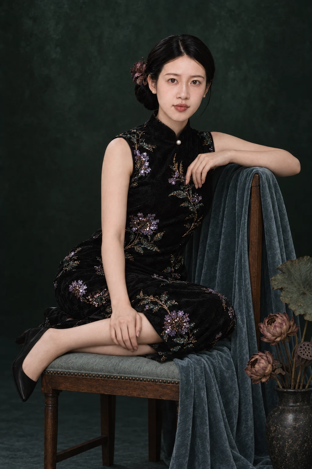 侧坐莲影