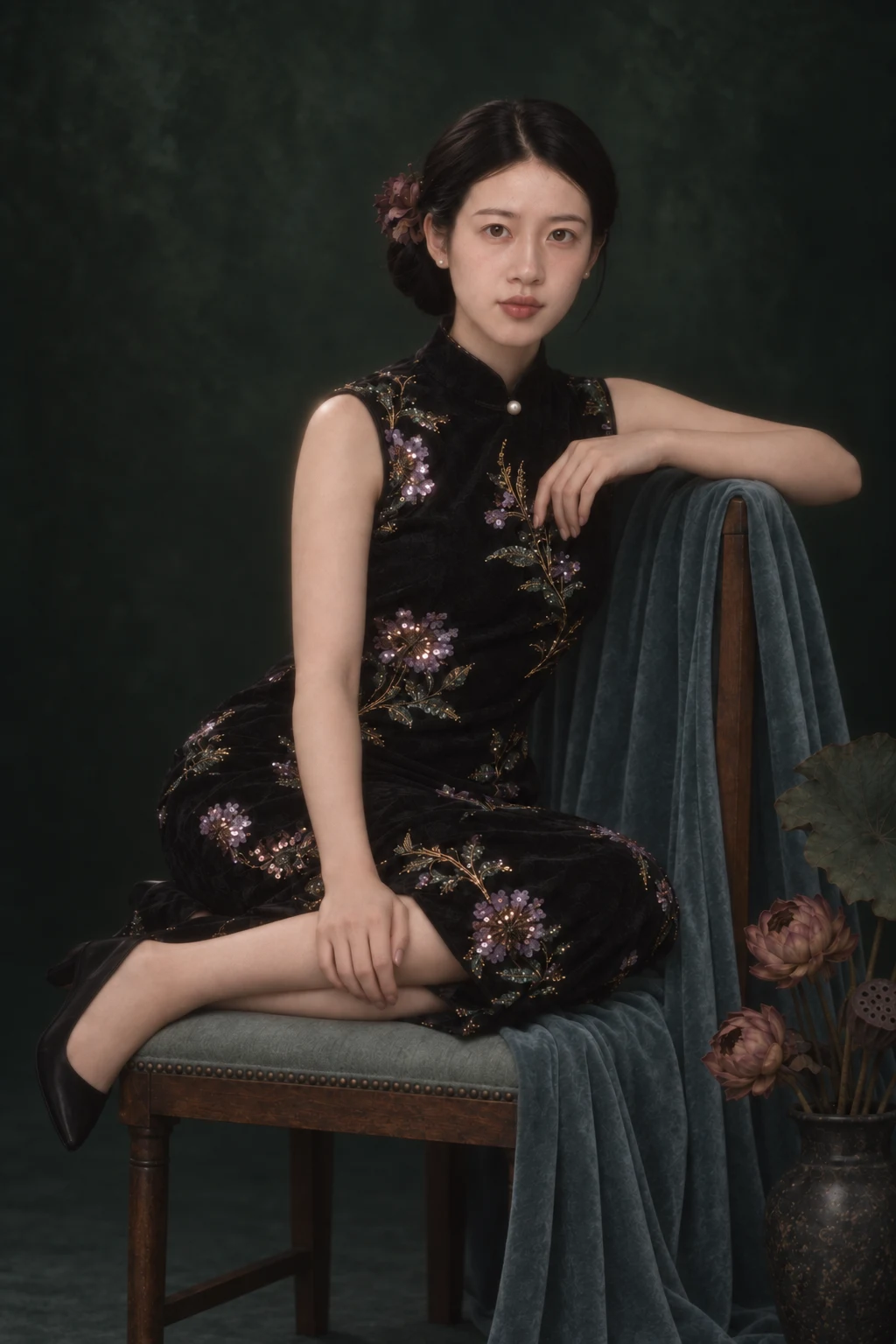 侧坐莲影